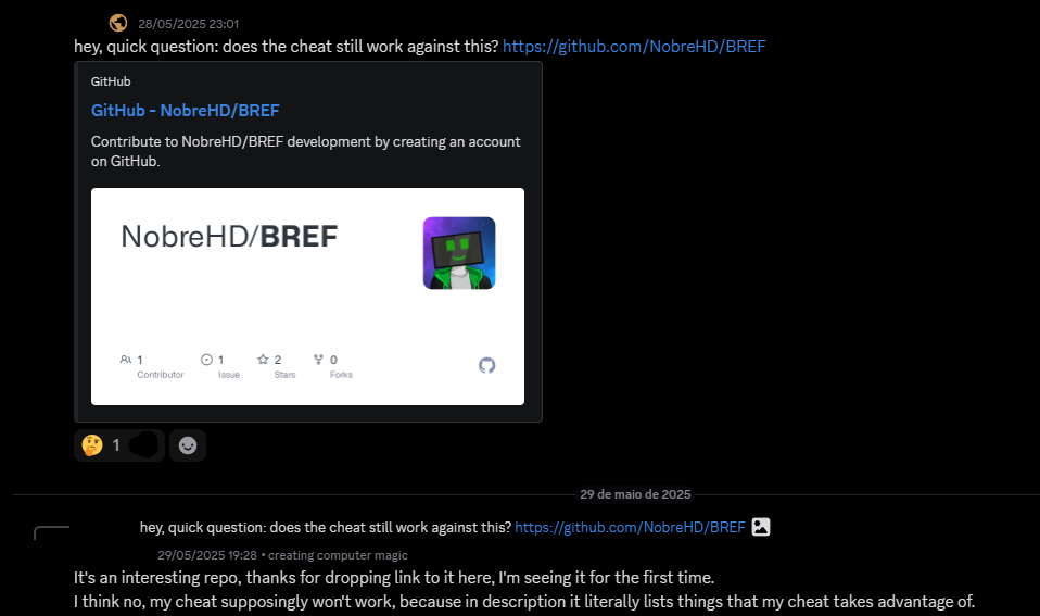 Message by the cheat dev